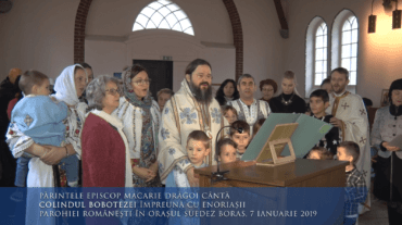 His Grace Bishop Macarie Drăgoi sings the carol of Epiphany together with the parishioners in the Swedish town of Boras, January 7, 2019