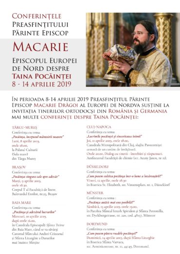 Părintele Episcop Macarie va susține în Postul Mare mai multe conferințe despre Taina Pocăinței
