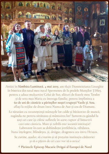Today, on Bright Saturday, May 4, 2019, I served Divine Liturgy in the church of my native village Spermezeu at the foot of the Ţibleş Mountains to give thanks to the Lord…