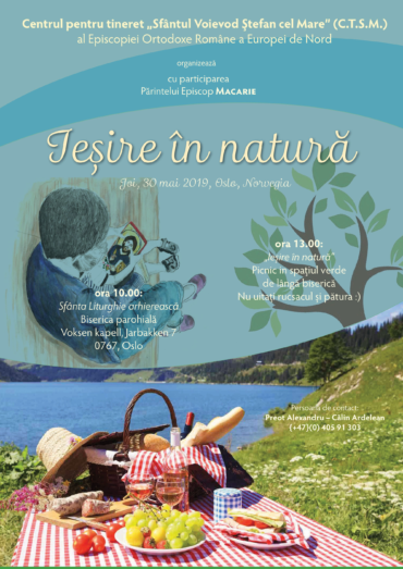 „Ieșire în natură” – Liturghie arhierească și picnic în aer liber, joi, 30 mai 2019, Oslo, Norvegia