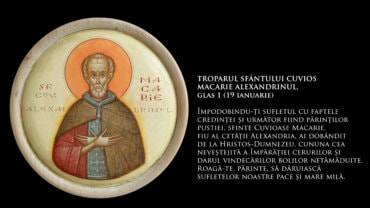 TROPARUL SFÂNTULUI CUVIOS MACARIE ALEXANDRINUL