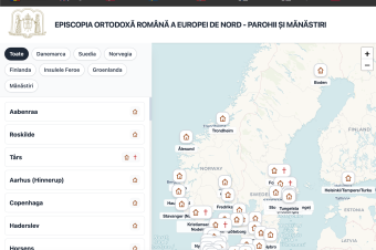 Harta interactivă a parohiilor, mănăstirilor, filiilor și misiunilor din Episcopia Ortodoxă Română a Europei de Nord